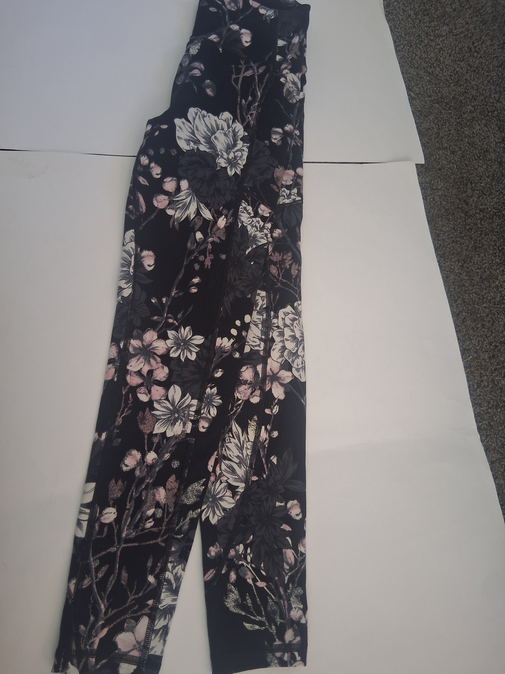 Victoria's Secret Black Skinny Pants with Pink & White Floral Print